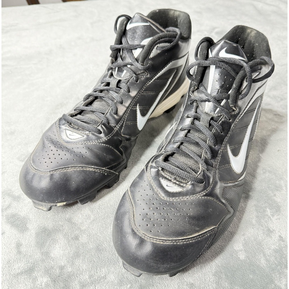 Nike Football Cleat Shoes Mens‎ Size 13 Black White Mid Molded 375559-011